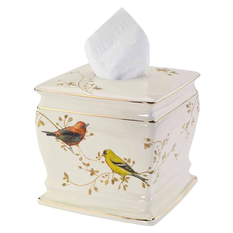 Avanti Linens Gilded Birds Tissue Cover - Ivory - Tissue Cover