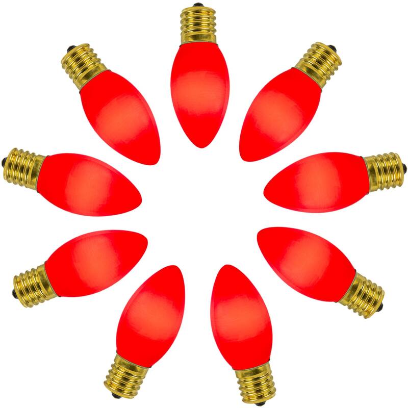 25 Pack C9 LED RetroGlo Outdoor Christmas Replacement Bulbs, C9/E17 Base - Red