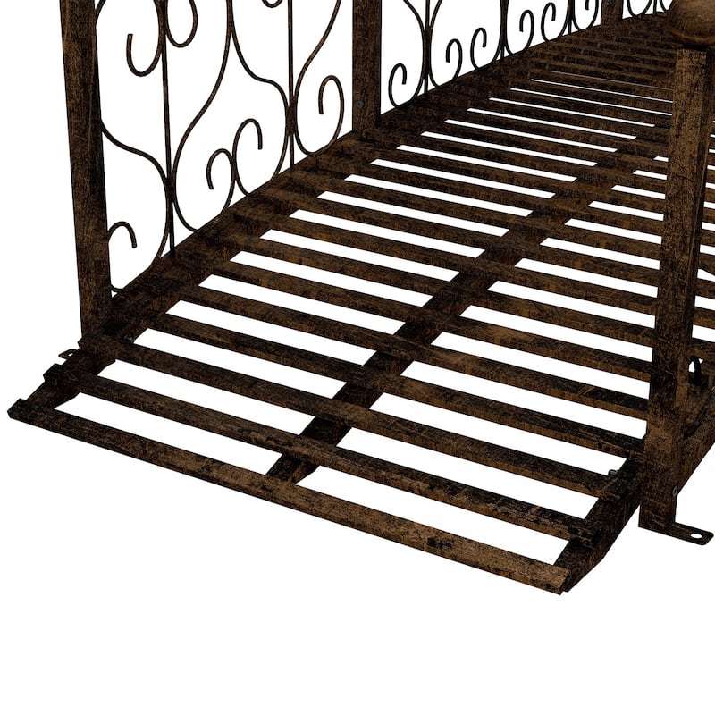 7' Metal Arch Garden Bridge with Safety Siderails