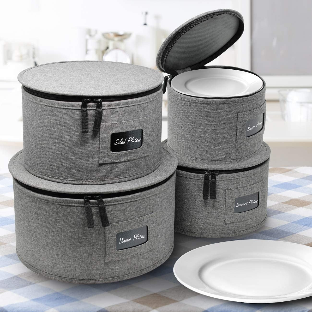 4 Piece China Dinnerware Storage Set Grey Bed Bath Beyond 34323460