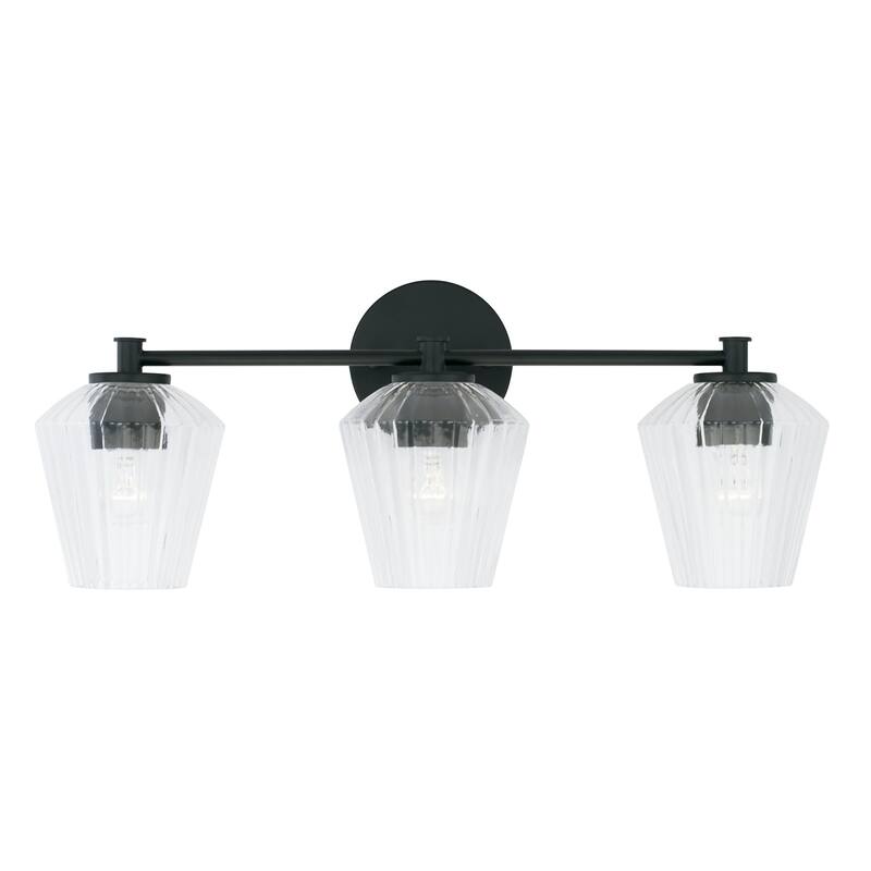 3-light 24-inch Bath/ Vanity Fixture w/ Clear Fluted Glass