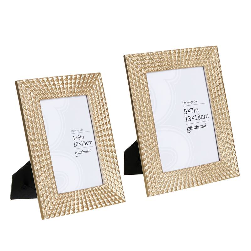 Glitzhome Set of 2 Modern Gold Resin Wall or Tabletop Picture Frames 4x6 & 5x7 - 2PK Gold-4x6 & 5x7