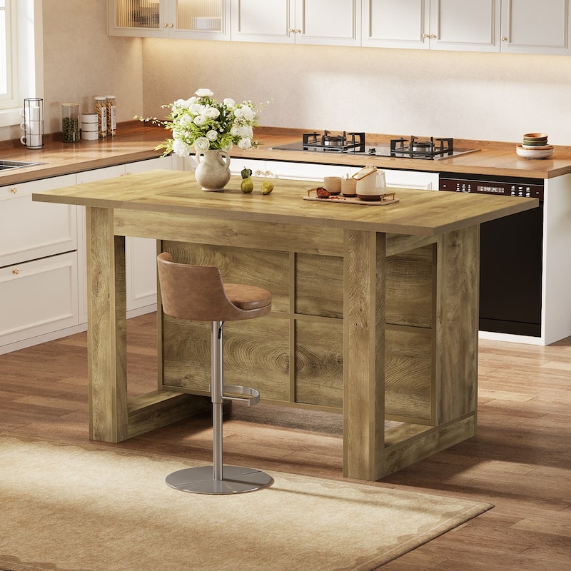 63" Island Table with Extra Large Worktop - Natural