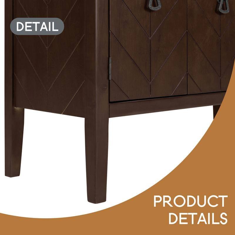 Adjustable Shelf Storage Sideboard with 3 Retro Metal Handles and 4 Pinewood Legs, for Entryway