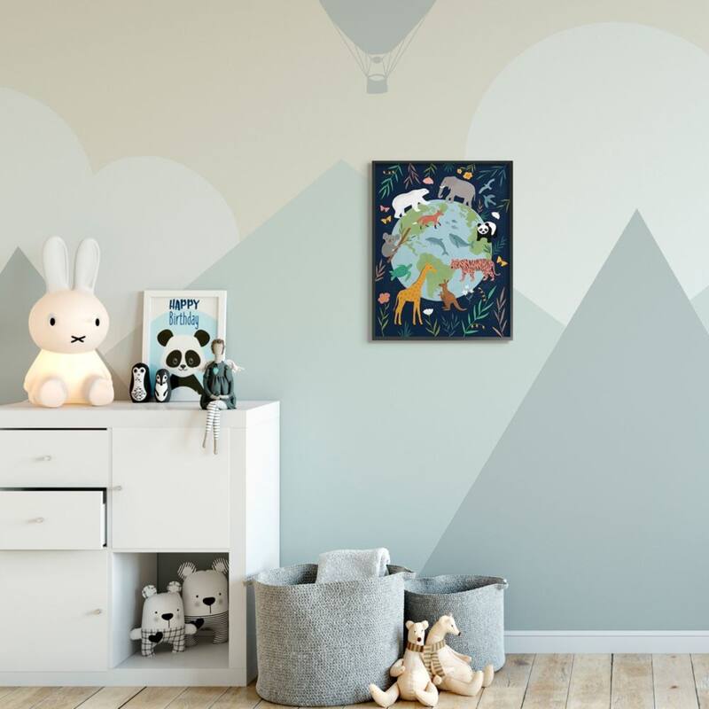 Stupell Jungle Animals and Earth Nature Floral Border Framed Wall Art