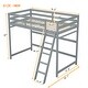 preview thumbnail 3 of 16, Twin Size High Loft Bed with inclined Ladder and Guardrails, Grey
