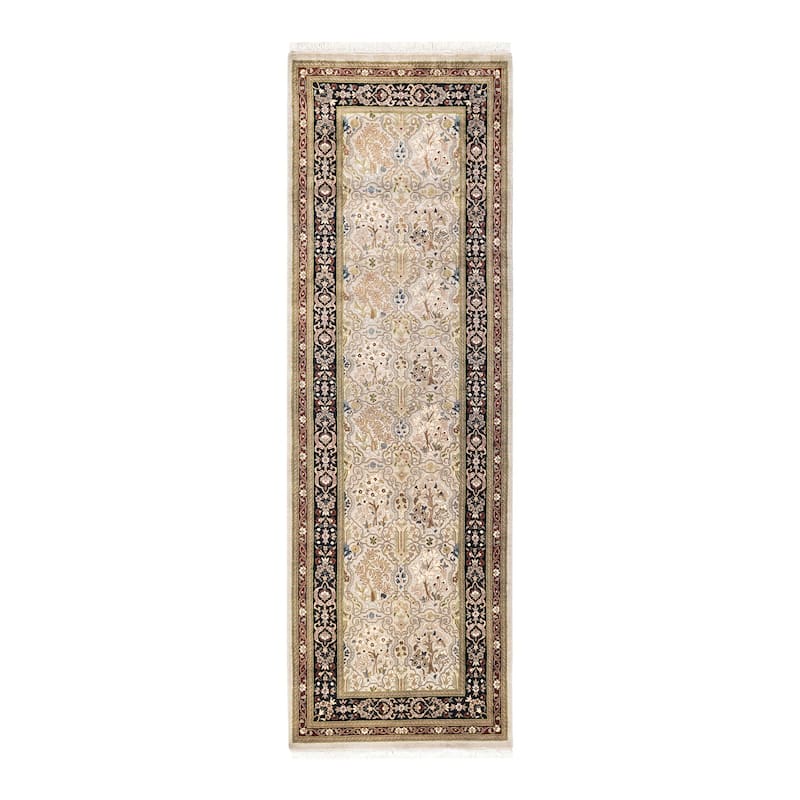 Overton One-of-a-Kind Hand-Knotted Traditional Oriental Mogul Ivory Area Rug - 2' 6" x 7' 10"