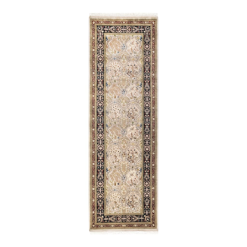 Overton One-of-a-Kind Hand-Knotted Traditional Oriental Mogul Ivory Area Rug - 2' 6" x 7' 10"