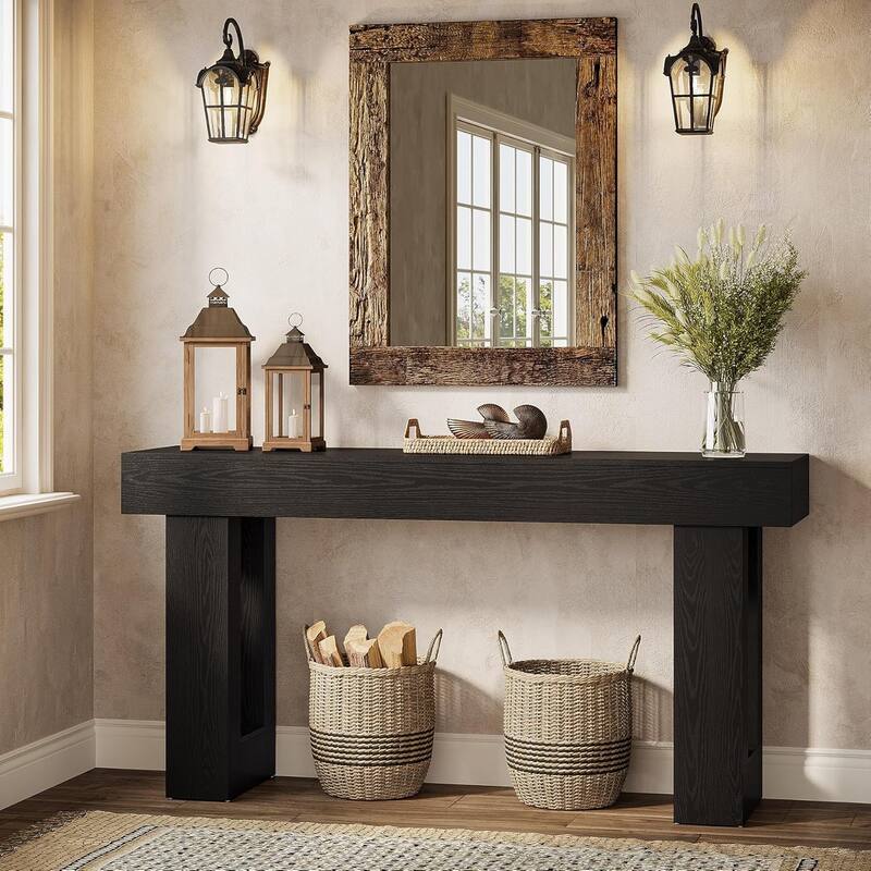63" Wooden Console Table, Rectangular Sofa Table for Behind Couch, Entryway, HallwayLiving Room