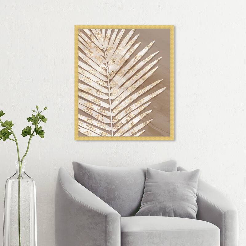 Oliver Gal 'Fashion Leaves Taupe III' Floral and Botanical Wall Art Framed Print Botanicals