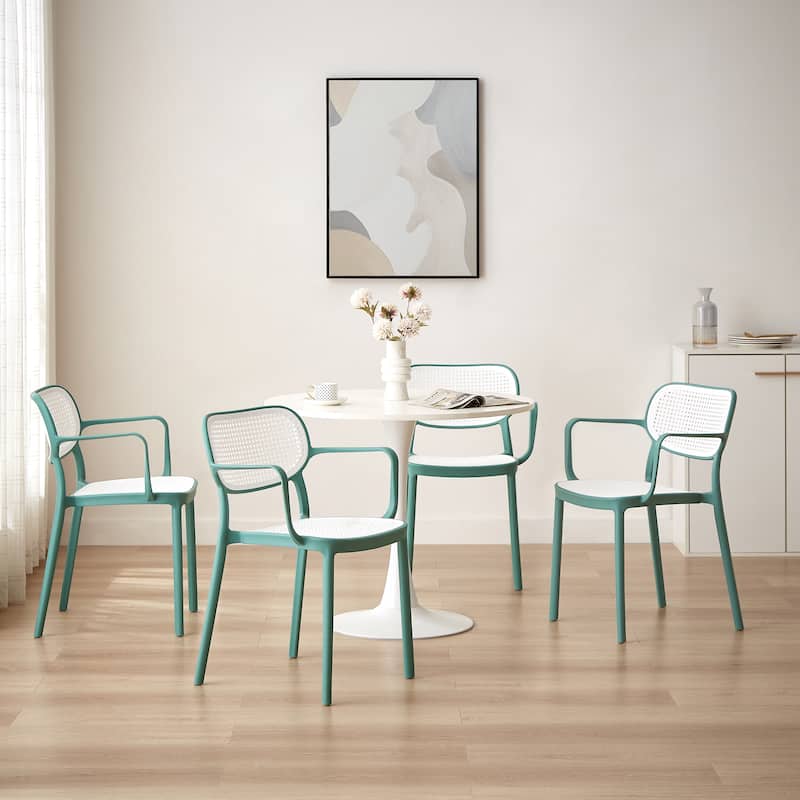 Art Leon Set of 2 Modern Stackable Indoor or Outdoor Dining Chair