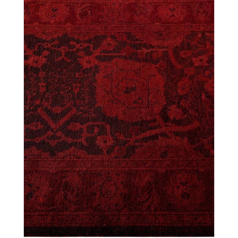 Overton Hand Knotted Wool Vintage Inspired Modern Contemporary Overdyed Brown Runner Rug - 2' 7" x 16' 4"