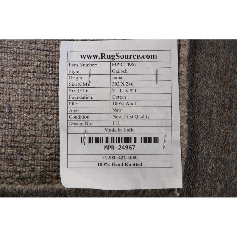 Tribal Gabbeh Area Rug Hand-Knotted Oriental Wool Carpet - 8'1" x 9'11"