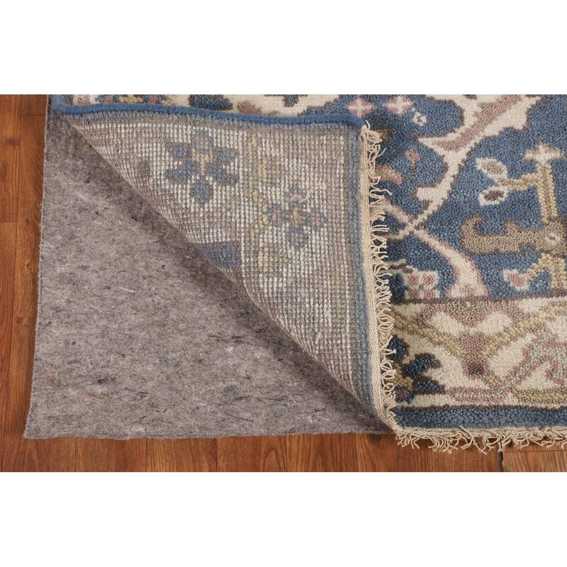 Blue & Ivory Oushak Oriental Runner Rug Handmade Wool Carpet - 2'9"x 7'9"