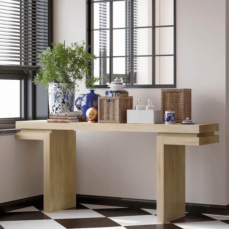 66in Extra Wide Real Wood Veneered Console Table