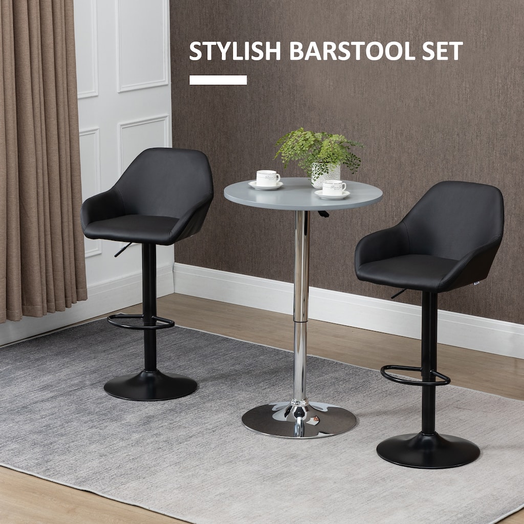 Swivel Bar Stools Set with Footrest and Non-Skid Pads, Dining Chairs with Adjustable Height, Set of 2