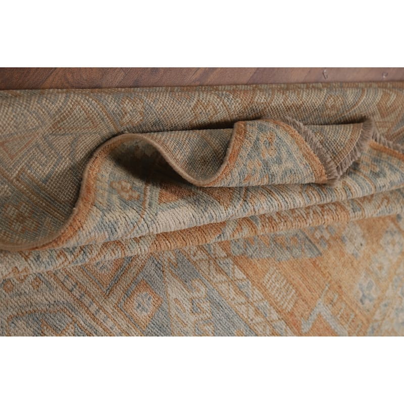 Hand Knotted Oriental 100% Wool Carpet Transitional Tribal Oranges & Rust Oushak Area Rug - 8' 3'' X 5' 9''