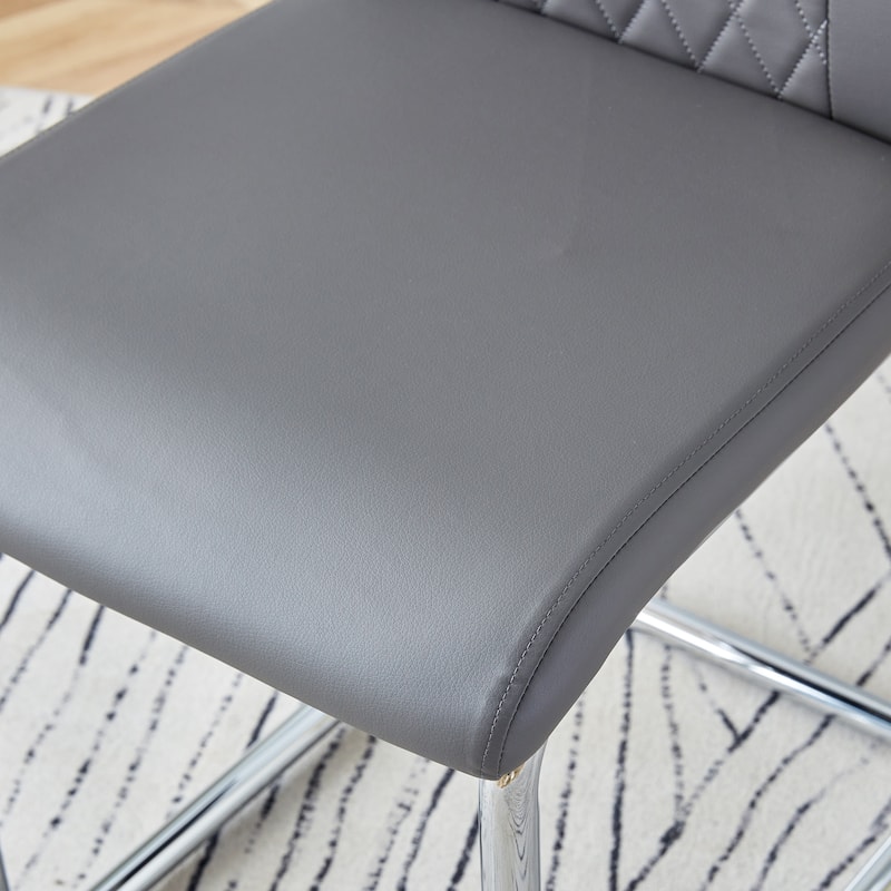 Roomfitters PU Dining Chairs with Metal Legs, Upholstered Side Chairs Set of 4 for Kitchen or Bedroom