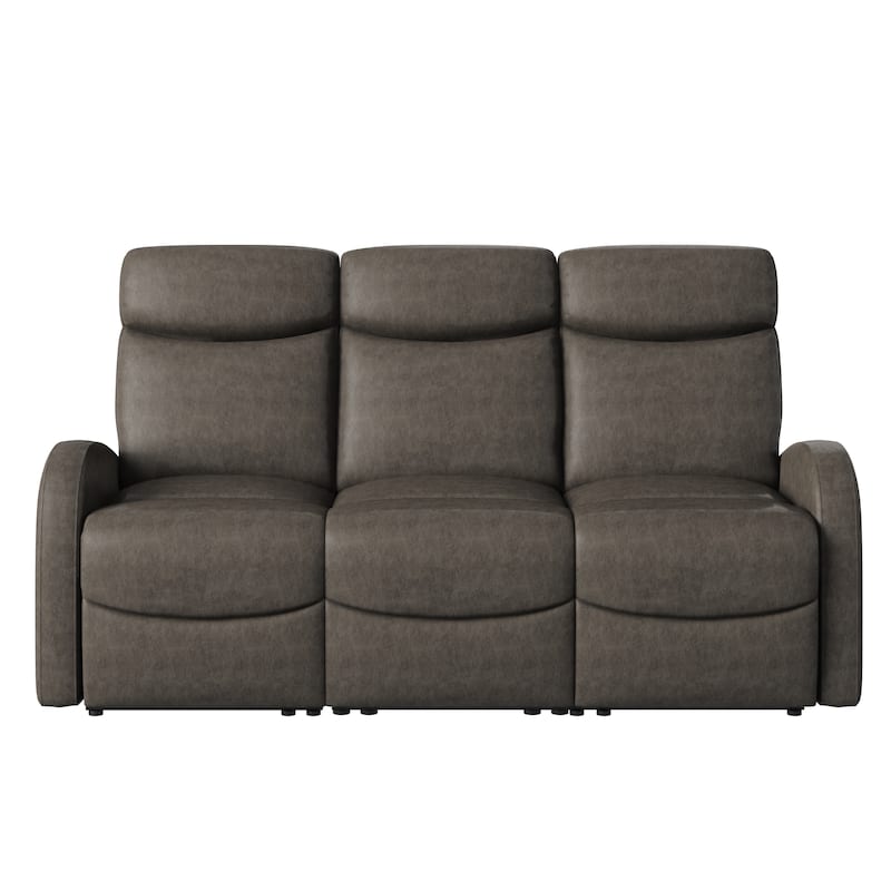Strick & Bolton 3 Seat Distressed Faux Leather Reclining Loveseat