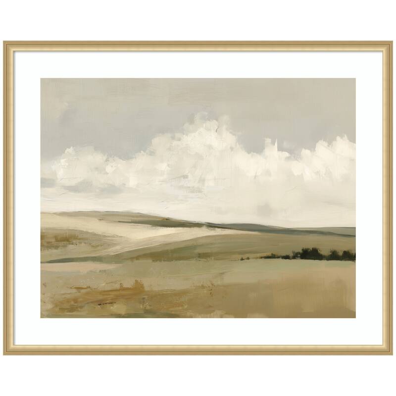 Kate and Laurel Whispering Meadows I by Amy Lighthall Framed Wall Art Print - 42 x 34 - Gold