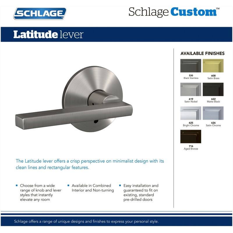 Schlage Custom Latitude Non-Turning Two-Sided Dummy Door Lever Set