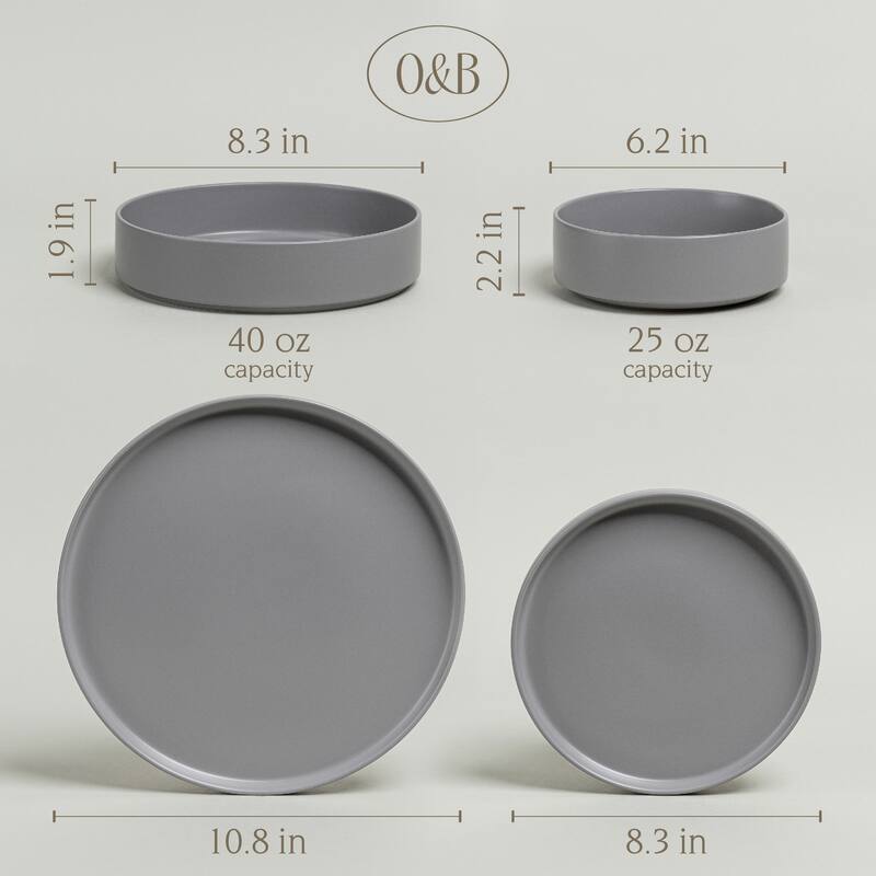 over&back Stackable Semi-Matte Stoneware Dinnerware
