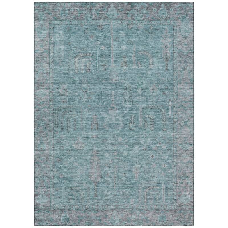 HomeRoots Oriental Traditional Rectangle Outdoor Rug