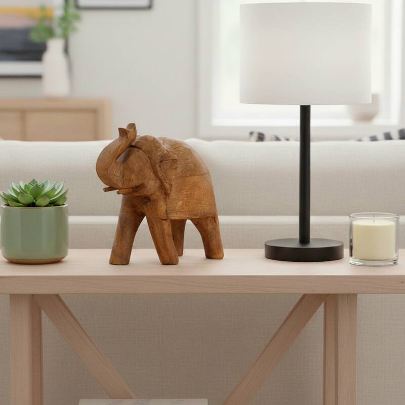 Decorative Wooden Elephant Figurine Sculpture - 8", Brown - 8.0"