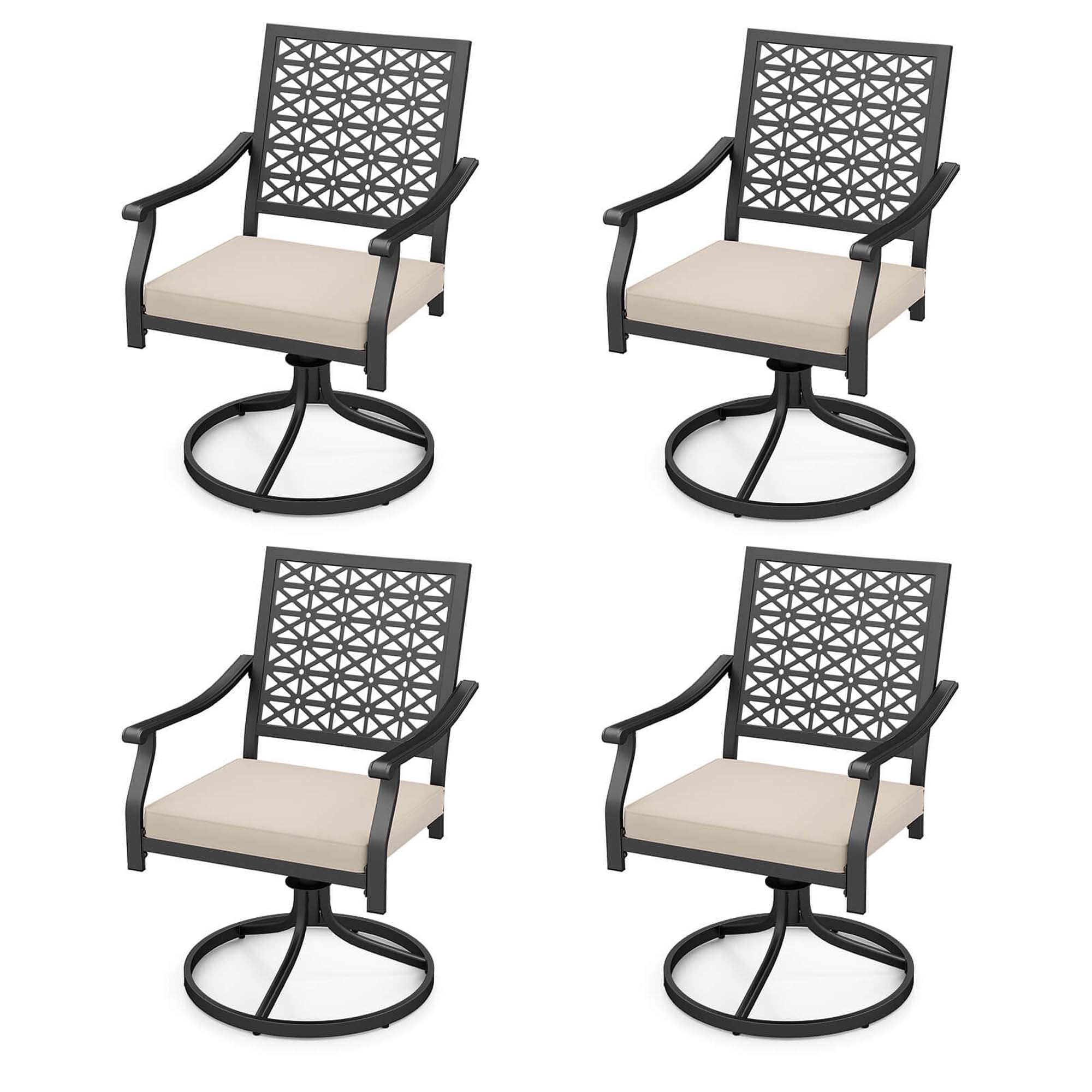 1/2pcs Outdoor Swivel Chairs Patio Dining Rocking Chairs w/ Steel Bases