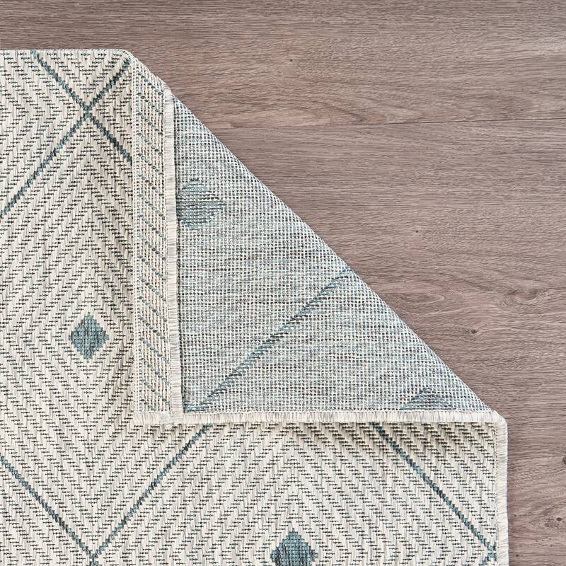 Sevita Sadie Contemporary Geometric Blue/Gray Durable Performance Indoor/Outdoor Area Rug
