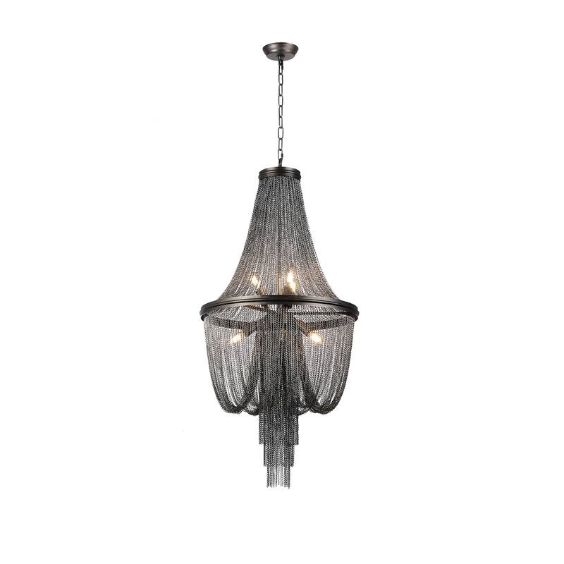 6-Light Glam Graphite Tassel Chain Chandelier