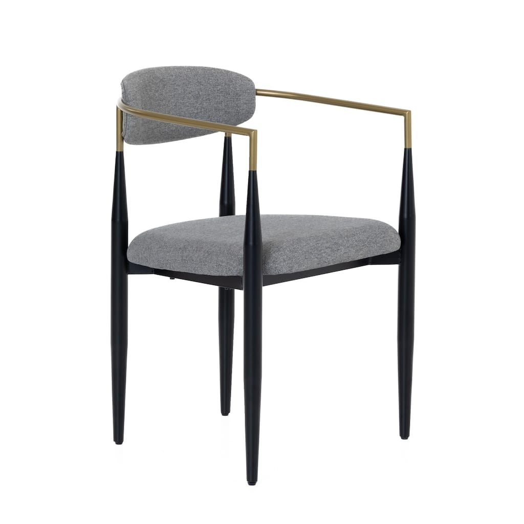 Modrest Buchtel Mid-Century Modern Medium Grey, Gold Arm & Black Dining Chair