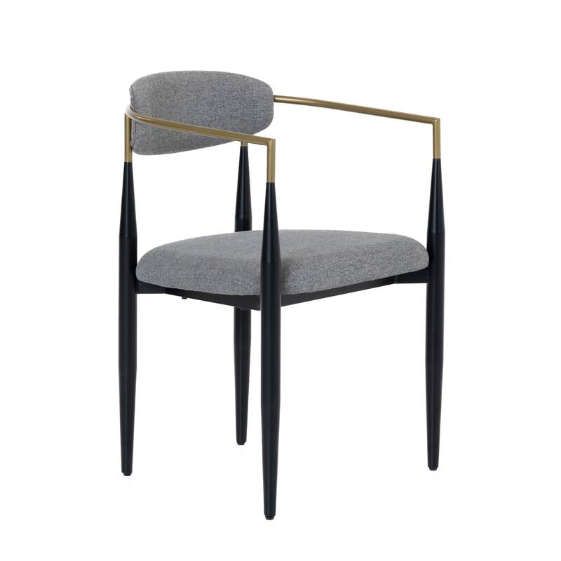 Modrest Buchtel Mid-Century Modern Medium Grey, Gold Arm & Black Dining Chair