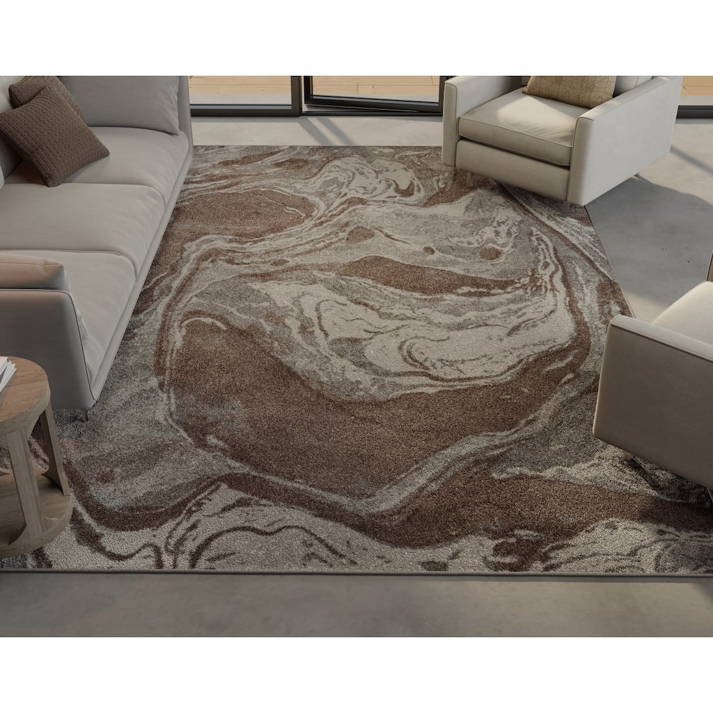 Carbon Loft Mid-century Mocha Abstract Area Rug