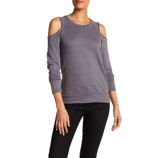 gray cold shoulder sweater
