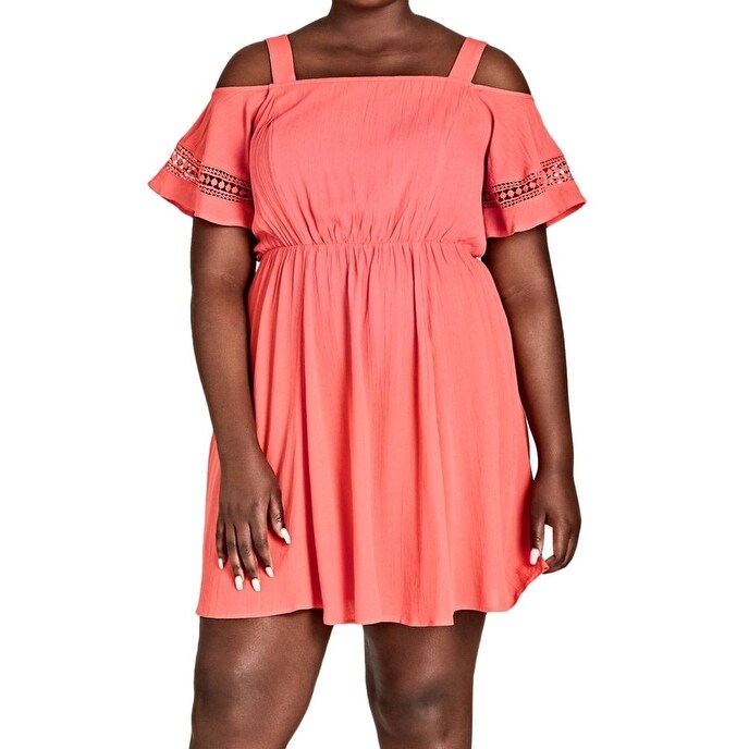 Shop City Chic Women S Dress Dark Coral Pink Size Xs Plus Cold