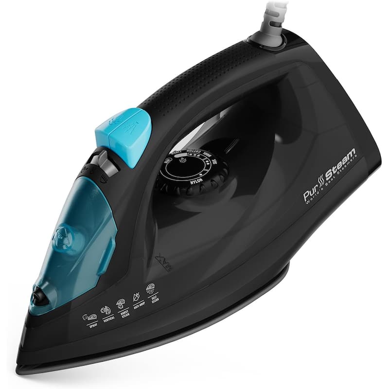 PurSteam Professional 1250W Steam Iron, Powerful Steamer with Burst of Steam & Spray, Non-Stick Soleplate and Auto Shut-Off