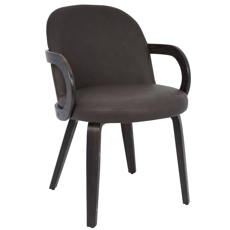 Modern Faux Leather and Bentwood Dining Chair, Set of 2 - Brown