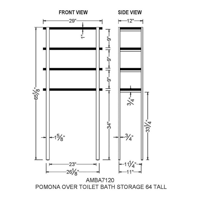 Carbon Loft Lawrence 64" Over the Toilet 4-Shelf Bath Storage Brown