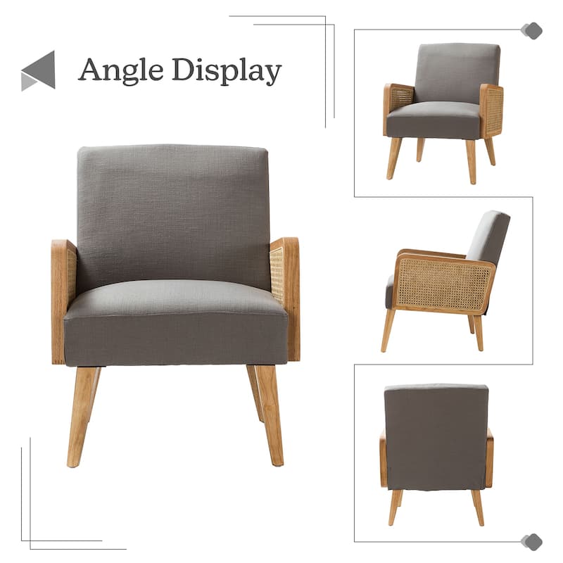 Carmina Upholstered Accent Chair with Natural Rattan Arms by HULALA HOME