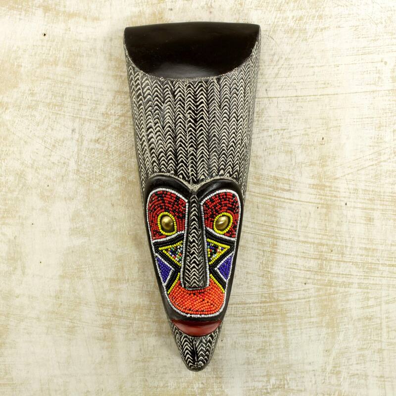 Novica Handmade Ngil Masquerade African Aluminum And Wood Mask