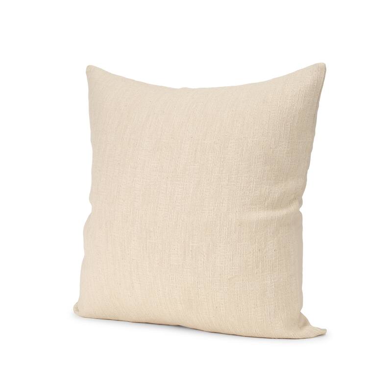 Jenner Cream Cotton-Linen Blend Decorative Square Pillow Cover - 22.0L x 22.0W x 1.0H
