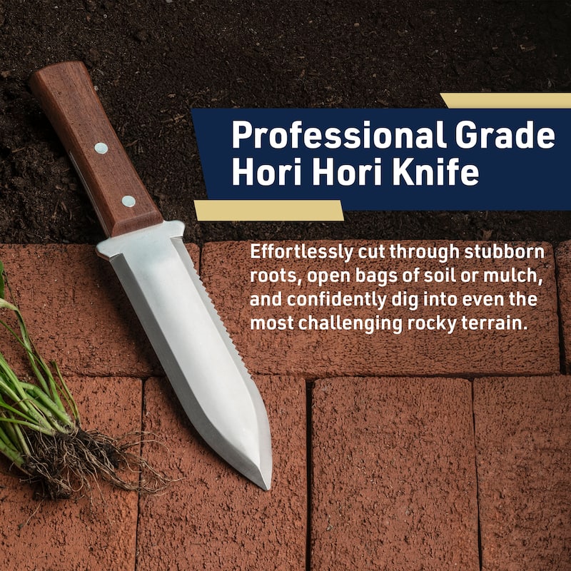 Kings County Tools Hori Hori Garden Knife with 7.4” Stainless-Steel Blade