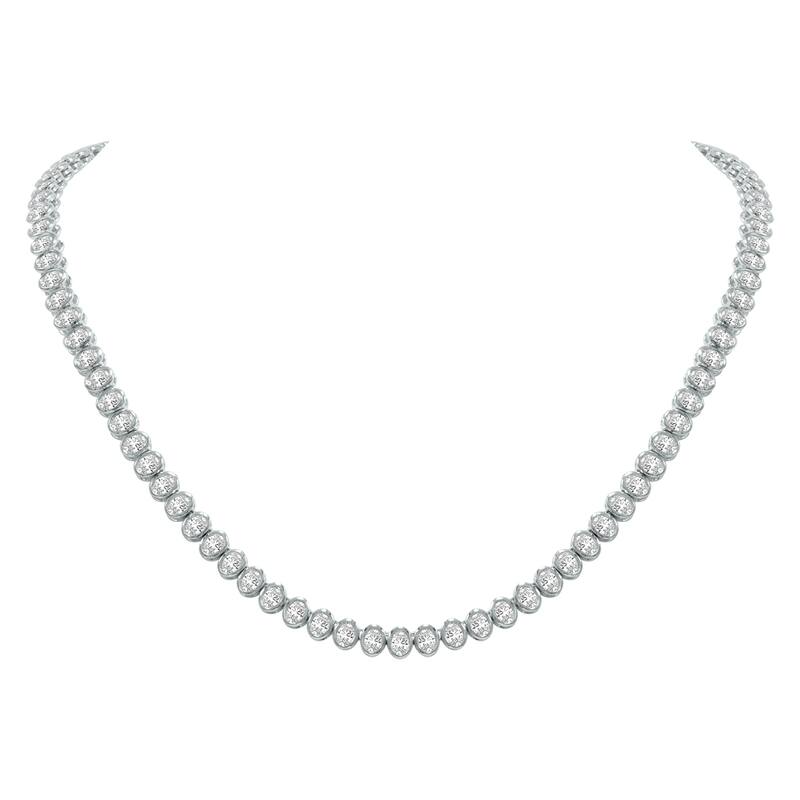 Marquee 10 Carat TW Oval Shape Lab Grown Diamond Bezel Set Necklace in 14K White Gold