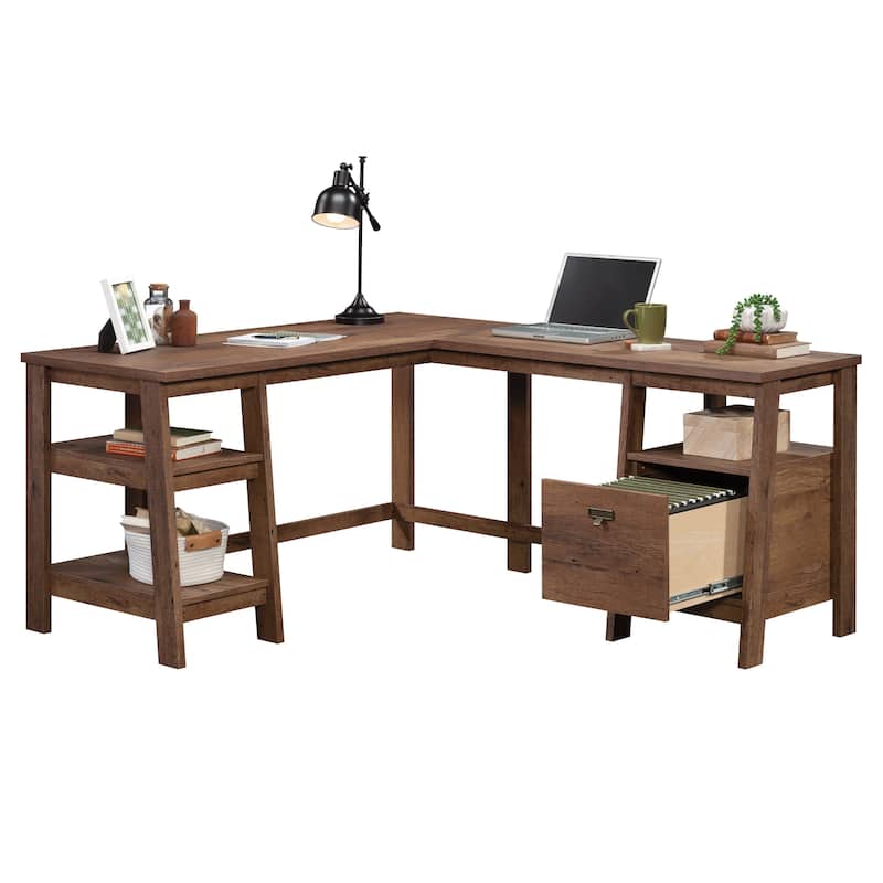 Trestle L-Desk - Vintage Oak