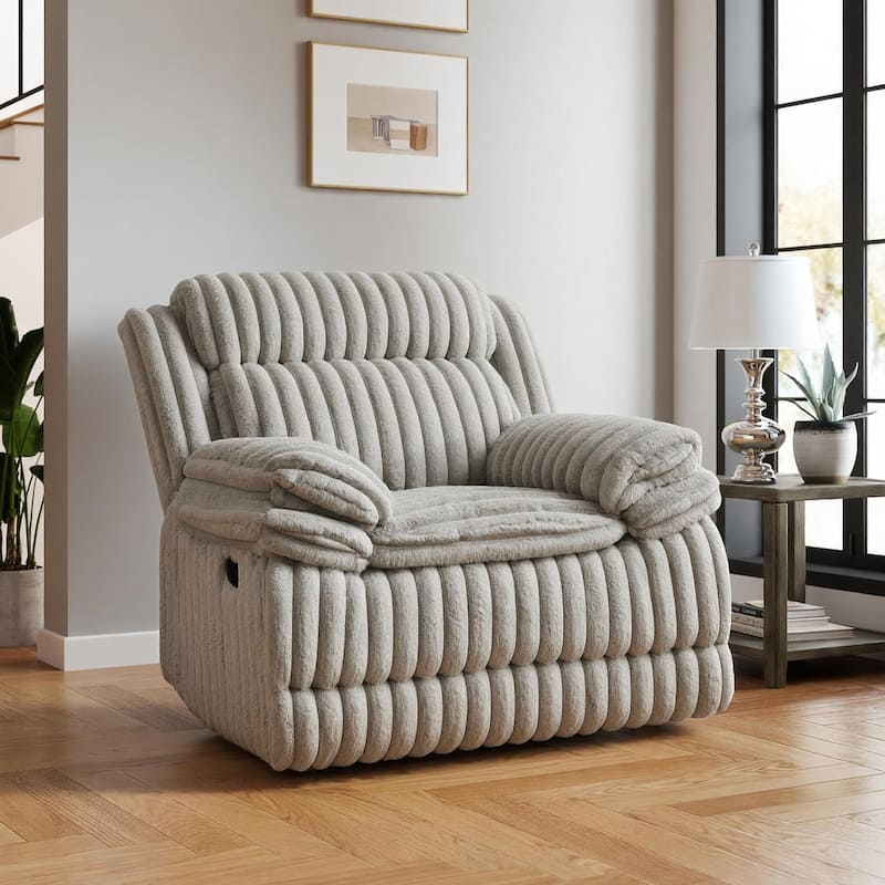Roundhill Furniture Ardello Manual Recliner with Wide-Wale Corduroy Upholstery - Grey