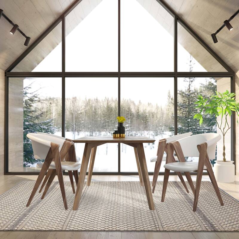 ECARPETGALLERY Hand Tufted Sienna Cream Wool Rug - 5'6 x 7'7