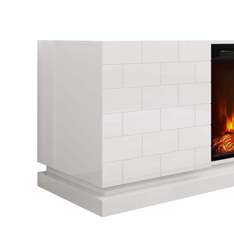 Electric Fireplace 63" TV Stand - Modern Highgloss Media Console