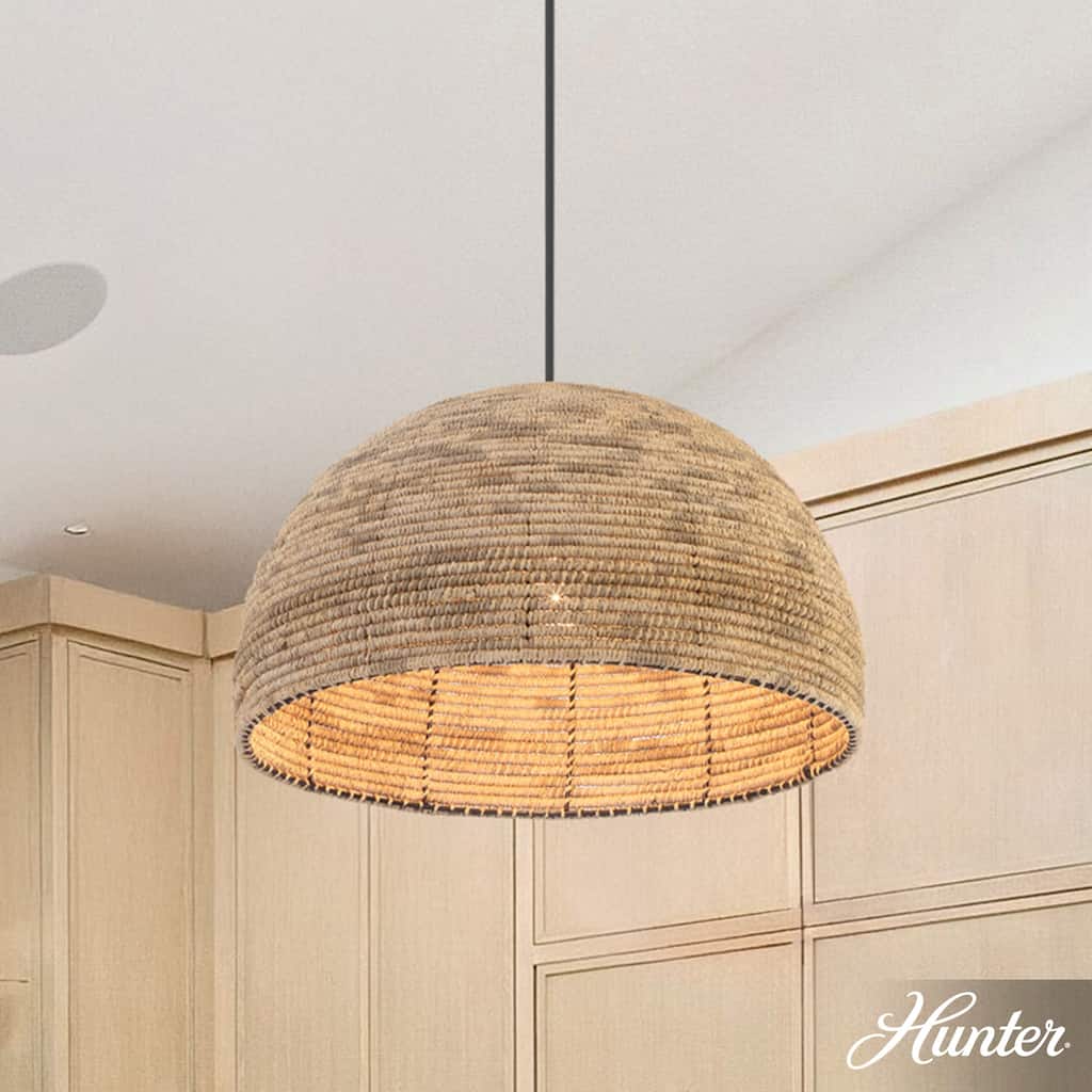 Hunter Hillmount Natural 1 Light Pendant - Transitional, Boho - Kitchen, Dining Room, Entryway