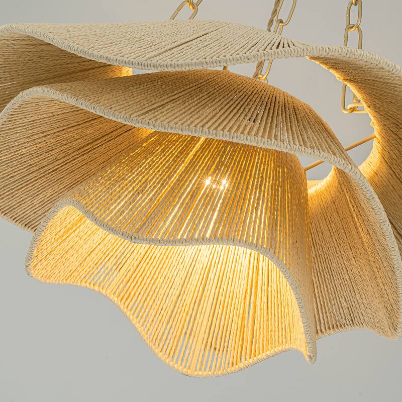 Alana 1-Light Rattan Tiered Pendant, Coastal Boho - Handwoven - 23" Wide